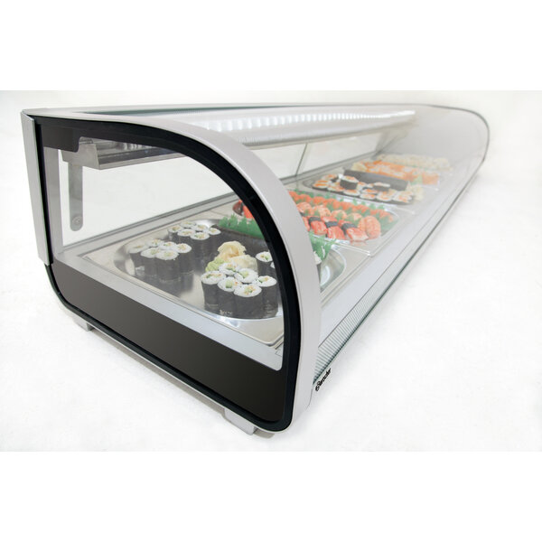 Koelopzetvitrine | SushiBar GL2-1800 | 5x1/2 GN | 2-7°C | Statische Koeling | 180W, 230V | Glazen Schuifdeuren