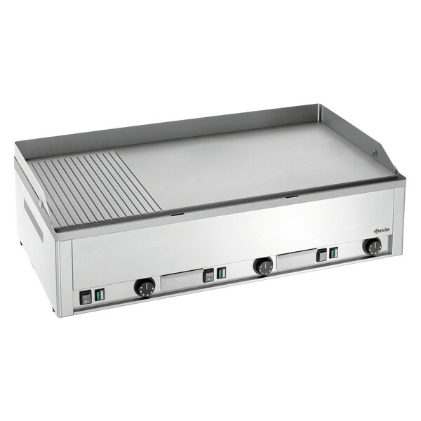 Grillplaat | GDP 980E-GR | Elektrisch | 3 Verwarmingszones | 2/3 Glad, 1/3 Geribbeld | 50-300°C | 9kW, 400V | 980x480mm