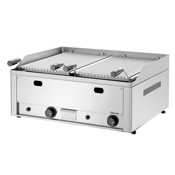 Lavasteengrill | Gas | Tafelmodel | 2 Verwarmingszones | 8kW | Grilloppervlak 312x483mm | V-Rooster | Aardgas/Propaan | Piëzo-Ontsteking