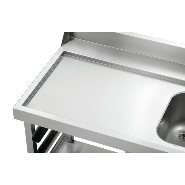 Aanvoertafel | DS-LI1B SKE | Spoelbak Rechts 40L, 3 Korfinvoeren 500x500/600x500mm | RVS, Onderblad, Spatrand 110mm | Hoogte 860-930mm