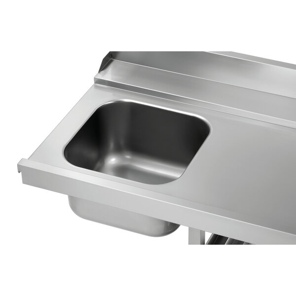 Aanvoertafel | DS-RE1B SKE | Spoelbak 40L | 3 Spoelkorfinvoeren | Links Geplaatste Spoelbak | Rechtszijdige Vaatwassermontage | RVS | In Hoogte Verstelbaar 860-930mm