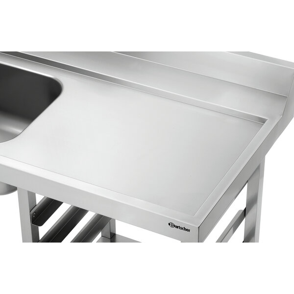 Aanvoertafel | DS-RE1B SKE | Spoelbak 40L | 3 Spoelkorfinvoeren | Links Geplaatste Spoelbak | Rechtszijdige Vaatwassermontage | RVS | In Hoogte Verstelbaar 860-930mm