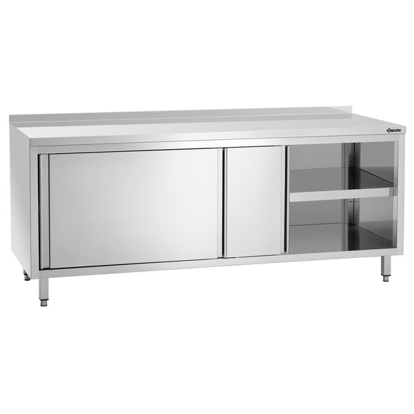 Werkkast | B2000 | Schuifdeuren | In Hoogte Verstelbaar Tussenschap | RVS | 2000x700x850-900(h)mm