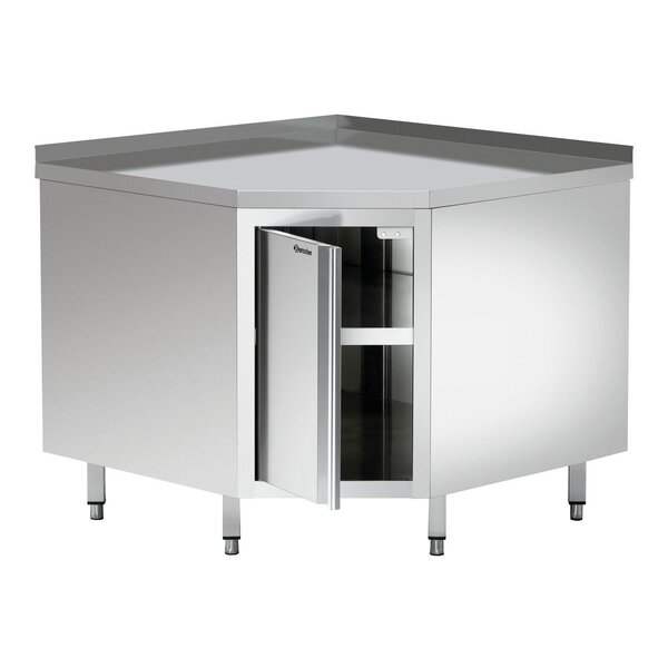 Hoekkast | 700 FT | CNS 18/10 | Tussenschap | Vleugeldeur | Werkblad 999x999mm | Hoogte 850-900mm