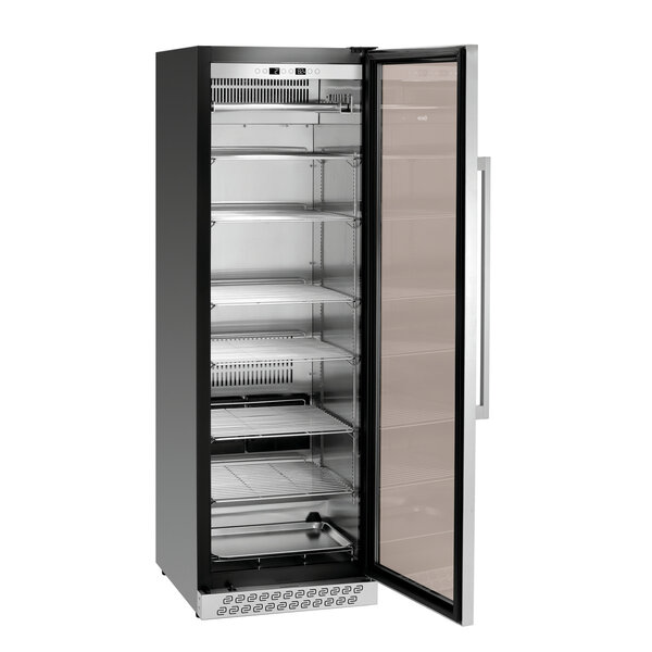 Dry Age-Kast | 380L | 1 Deur | 7 Roosters | 2–14°C | 410W | Driedubbele Beglazing Met UV-filter | UV-lamp | Actieve Koolstoffilter
