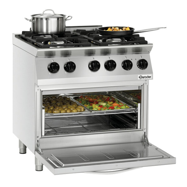 Gasfornuis | MFG 7341 | 4 Pits (2x3.5kW, 2x6kW) | Elektrische Oven 105L, GN 2/1 | 19kW + 3.6kW, 400V | 100-300°C