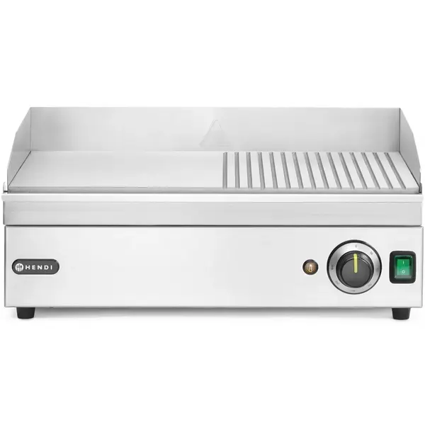 Bak-/Grillplaat | KitchenLine | Elektrisch | Glad/Gegroefd Oppervlak 518x330 (Staal) | ≤300°C | 2.4kW (230V) | 527x404x233(h)mm