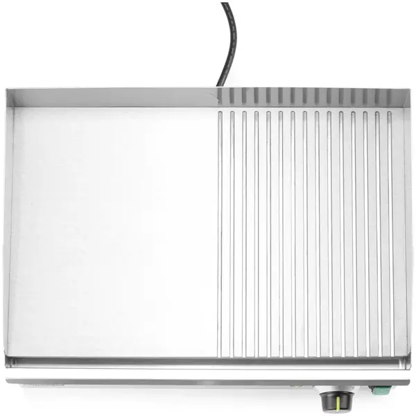 Bak-/Grillplaat | KitchenLine | Elektrisch | Glad/Gegroefd Oppervlak 518x330 (Staal) | ≤300°C | 2.4kW (230V) | 527x404x233(h)mm
