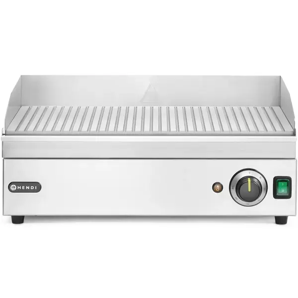 Bak-/Grillplaat | KitchenLine | Elektrisch | Gegroefd Oppervlak 518x330 (Staal) | ≤300°C | 2.4kW (230V) | 527x404x233(h)mm