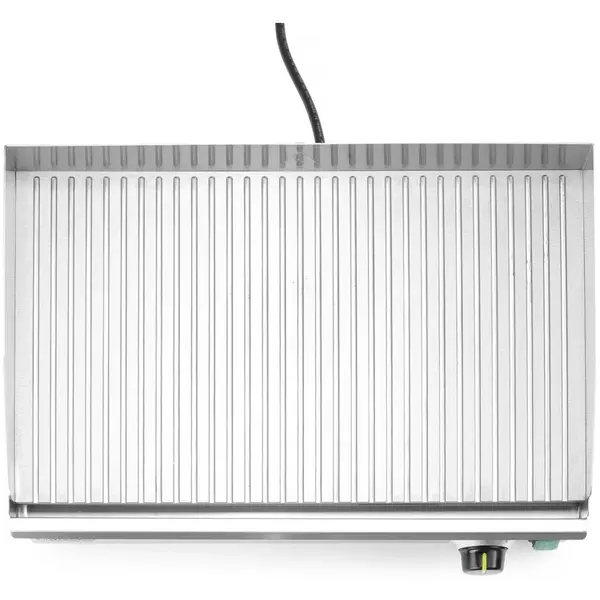 Bak-/Grillplaat | KitchenLine | Elektrisch | Gegroefd Oppervlak 518x330 (Staal) | ≤300°C | 2.4kW (230V) | 527x404x233(h)mm