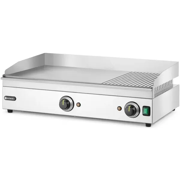 Bak-/Grillplaat | KitchenLine | Elektrisch | Glad/Gegroefd Oppervlak 688x410 (Staal) | ≤300°C | 3.5kW (230V) | 697x474x241(h)mm