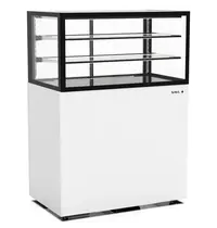 SAYL Neutrale Vitrine | INTEGRA | Wit/Zwart | 3 Niveaus | Wielen (Geremd) | 1000x600x1400(h)mm