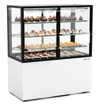 SAYL Koelvitrine | INTEGRA | Wit/Zwart | +2°C/+6°C | Geforceerd | 4 Niveaus | Zelfbediening | Touchscreen | Wielen (Geremd) | 1200x600x1400(h)mm