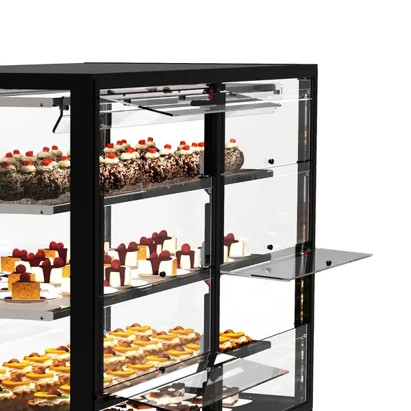 Koelvitrine | INTEGRA | Wit/Zwart | +2°C/+6°C | Geforceerd | 4 Niveaus | Zelfbediening | Touchscreen | Wielen (Geremd) | 1200x600x1400(h)mm
