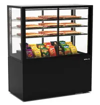 SAYL Neutrale Vitrine | INTEGRA | Zwart | 4 Niveaus | Zelfbediening | Wielen (Geremd) | 1200x600x1400(h)mm 