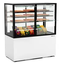 SAYL Neutrale Vitrine | INTEGRA | Wit/Zwart | 4 Niveaus | Zelfbediening | Wielen (Geremd) | 1200x600x1400(h)mm