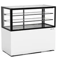 SAYL Neutrale Vitrine | INTEGRA | Wit/Zwart | 3 Niveaus | Wielen (Geremd) | 1200x600x1100(h)mm