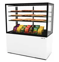 SAYL Neutrale Vitrine | INTEGRA | Wit/Zwart | 4 Niveaus | Wielen (Geremd) | 1200x600x1400(h)mm