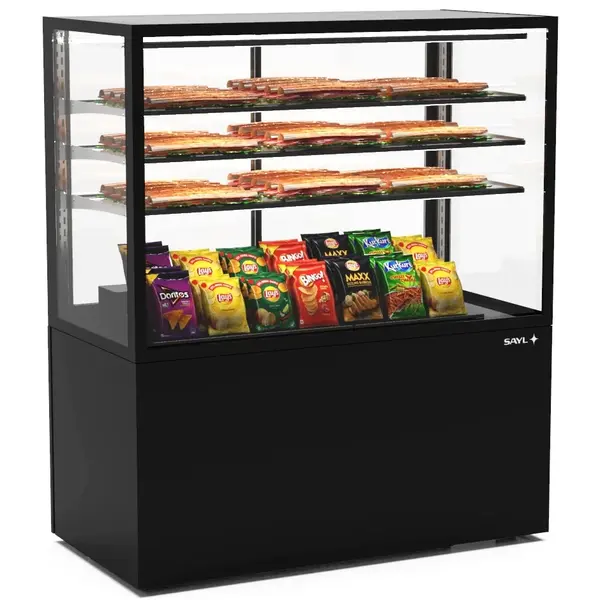 Neutrale Vitrine | INTEGRA | Zwart | 4 Niveaus | Wielen (Geremd) | 1200x600x1400(h)mm