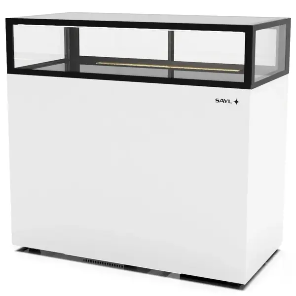 Neutrale Vitrine | INTEGRA | Wit/Zwart | 1 Niveau | Wielen (Geremd) | 1200x600x1150(h)mm