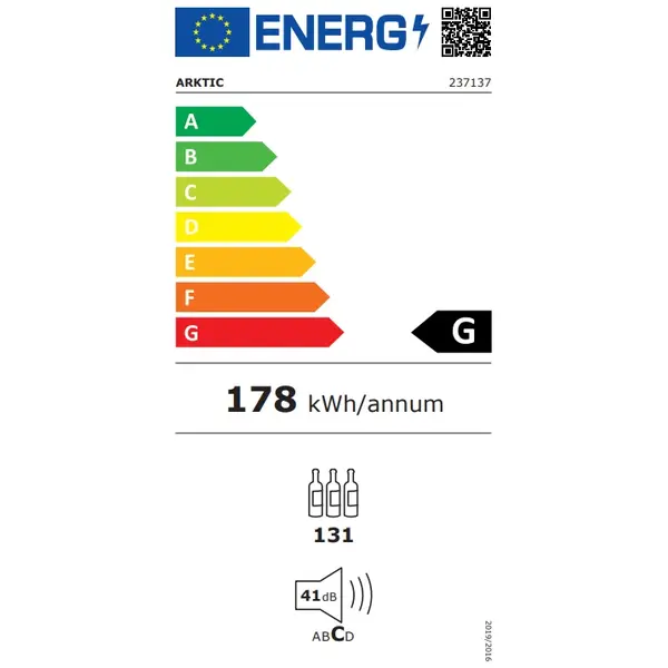 Wijnkoelkast | 418L (131x 75cl) | Zwart | 2 Zones | +5°C/+18°C | Statisch + Ventilator | 680x595x1760(h)mm