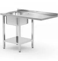 HENDI Spoeltafel | RVS | 1 Spoelbak (Links) | Bodemschap + Voorlader | Achteropstand | Zelfmontage | 1200x700x850/915(h)mm