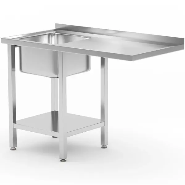 Spoeltafel | RVS | 1 Spoelbak (Links) | Bodemschap + Voorlader | Achteropstand | Zelfmontage | 1200x700x850/915(h)mm