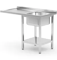 HENDI Spoeltafel | RVS | 1 Spoelbak (Rechts) | Bodemschap + Voorlader | Achteropstand | Zelfmontage | 1200x700x850/915(h)mm