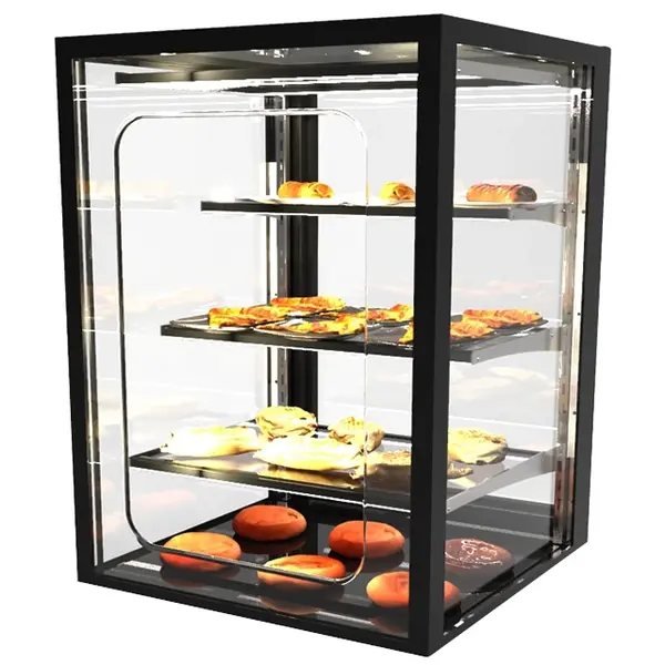 Neutrale Vitrine | INTEGRA | Zwart | 4 Niveaus | Zelfbediening | 600x600x815(h)mm