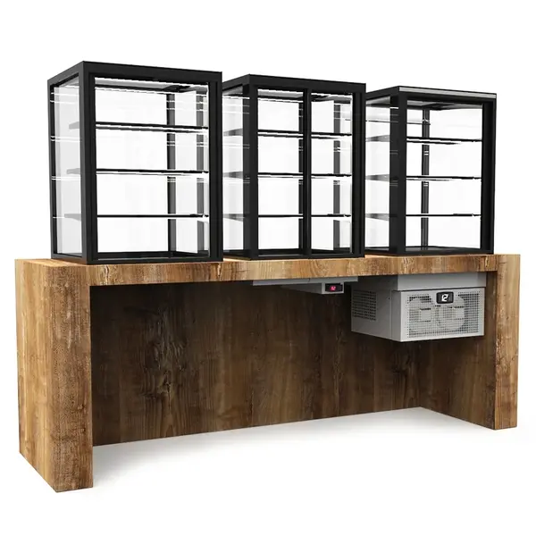 Neutrale Vitrine | INTEGRA | Zwart | 4 Niveaus | Zelfbediening | 600x600x815(h)mm