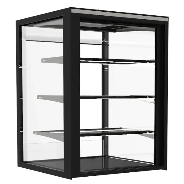Neutrale Vitrine | INTEGRA | Zwart | 4 Niveaus | Zelfbediening | 600x600x815(h)mm