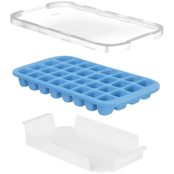 IJsblokjesvorm | BarUp | Siliconen | Blauw | 32 Kubusjes | Deksel | 337x170x40(h)mm