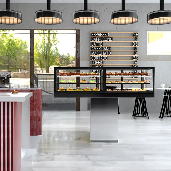 Neutrale Vitrine | INTEGRA | Zwart | 4 Niveaus | Zelfbediening | 1000x600x815(h)mm