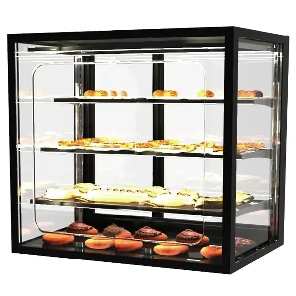 Neutrale Vitrine | INTEGRA | Zwart | 4 Niveaus | Zelfbediening | 1000x600x815(h)mm