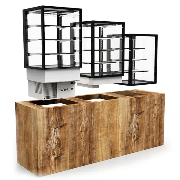 Neutrale Vitrine | INTEGRA | Zwart | 4 Niveaus | Zelfbediening | 1200x600x815(h)mm