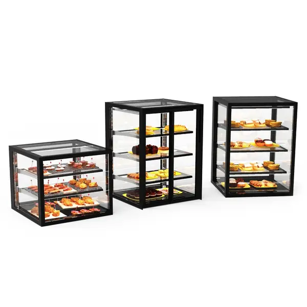 Neutrale Vitrine | INTEGRA | Zwart | 4 Niveaus | Zelfbediening | 1200x600x815(h)mm