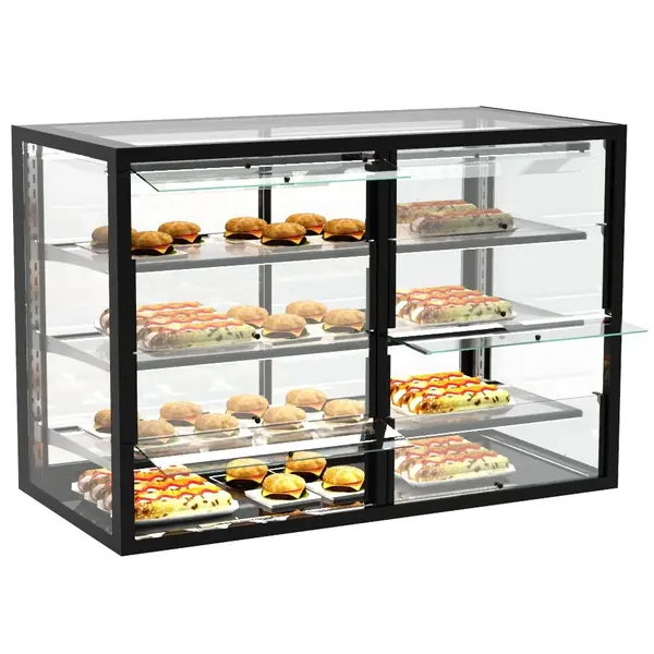 Neutrale Vitrine | INTEGRA | Zwart | 4 Niveaus | Zelfbediening | 1200x600x815(h)mm