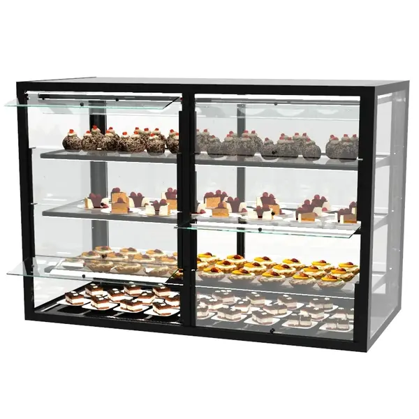 Neutrale Vitrine | INTEGRA | Zwart | 4 Niveaus | Zelfbediening | 1200x600x815(h)mm