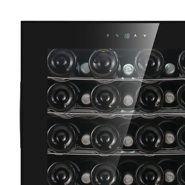 Wijnkoelkast | 130L (56x 75cl) | Zwart | 1 Zone | +5°C/+20°C | Statisch + Ventilator | 480x575x850(h)mm
