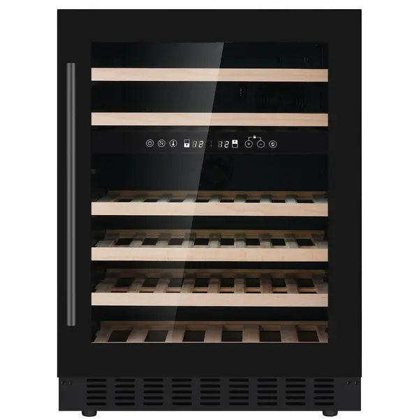Wijnkoelkast | 145L (46x 75cl) | Zwart | 2 Zones | +5°C/+20°C | Geforceerd | Inbouwbaar | 595x575x820(h)mm