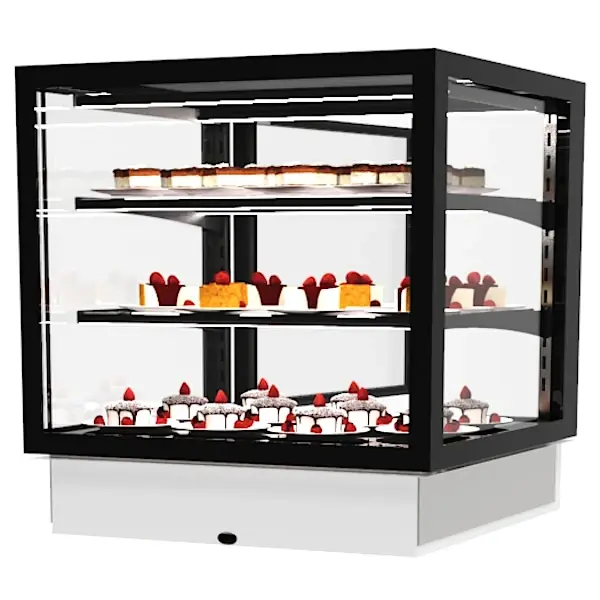 Drop-In Koelvitrine | INTEGRA | Zwart | +2°C/+6°C | Geforceerd | 3 Niveaus | Touchscreen | Losse Koelunit (Inbouw) | 600x600x515/630(h)mm