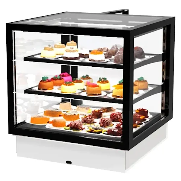 Drop-In Koelvitrine | INTEGRA | Zwart | +2°C/+6°C | Geforceerd | 3 Niveaus | Touchscreen | Losse Koelunit (Inbouw) | 600x600x515/630(h)mm