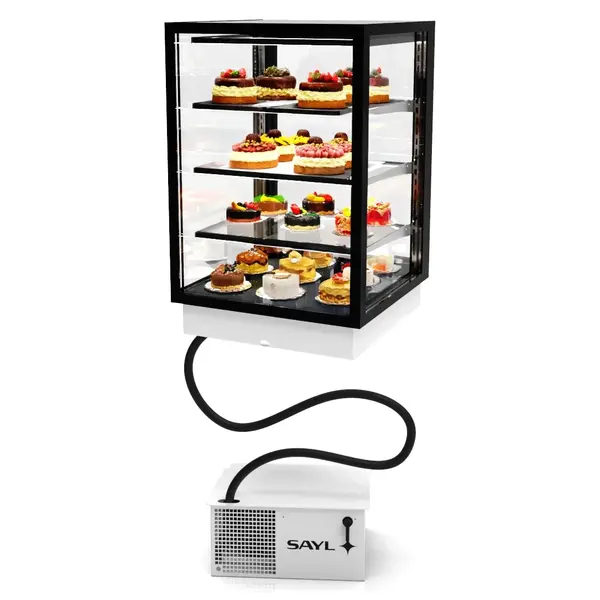 Drop-In Koelvitrine | INTEGRA | Zwart | +2°C/+6°C | Geforceerd | 4 Niveaus | Touchscreen | Losse Koelunit (Inbouw) | 600x600x815/930(h)mm