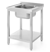 HENDI Spoeltafel | ProfiLine | RVS | 1 Spoelbak (Midden) | Bodemschap | Achteropstand | Zelfmontage | 600x600x845/915(h)mm