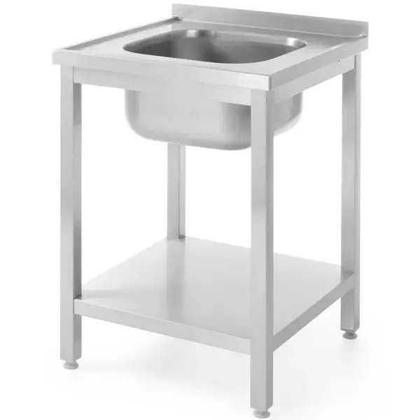 Spoeltafel | ProfiLine | RVS | 1 Spoelbak (Midden) | Bodemschap | Achteropstand | Zelfmontage | 600x600x850/890(h)mm