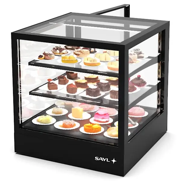 Koelvitrine | INTEGRA | Zwart | +2°C/+6°C | Geforceerd | 3 Niveaus | Touchscreen | Losse Koelunit (Inbouw) | 600x600x650(h)mm