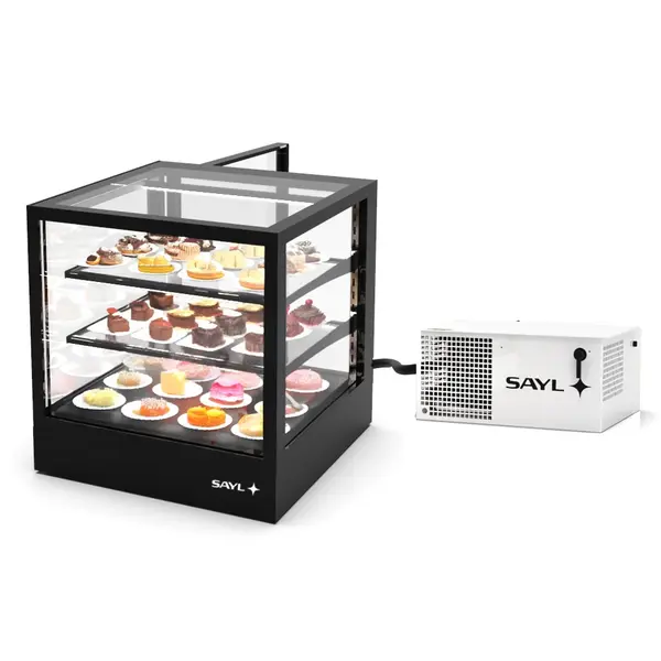 Koelvitrine | INTEGRA | Zwart | +2°C/+6°C | Geforceerd | 3 Niveaus | Touchscreen | Losse Koelunit (Inbouw) | 600x600x650(h)mm