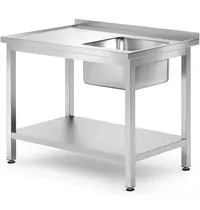 HENDI Spoeltafel | ProfiLine | RVS | 1 Spoelbak (Rechts) | Bodemschap | Achteropstand | Zelfmontage | 1000x700x845/915(h)mm