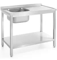 HENDI Spoeltafel | ProfiLine | RVS | 1 Spoelbak (Links) | Bodemschap | Achteropstand | Zelfmontage | 1000x700x845/915(h)mm