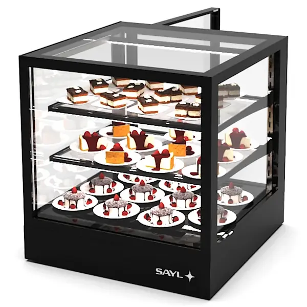 Koelvitrine | INTEGRA | Zwart | +2°C/+6°C | Geforceerd | Externe Koeling (Excl.) | 3 Niveaus | Touchscreen | 600x600x650(h)mm